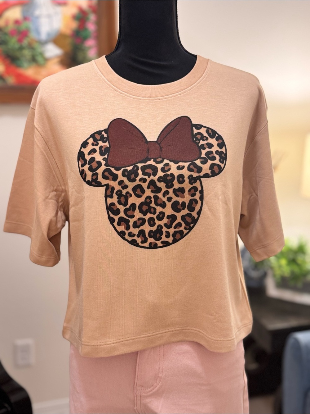 Leopard Minnie Bow Crop Tee